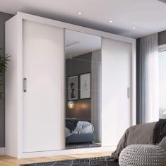 Imagem de Guarda-Roupa Casal com Espelho 3 Portas Fantástico Gold Espresso Móveis Branco