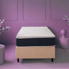 Imagem de Cama Box Solteiro King com Colchão Mola Ensacada Macio Guldi Natural e Azul
