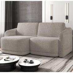 Imagem de Sofá Cama Casal Para Sala 236cm Polska K04 Bouclê Bege Escuro - Mpozenato