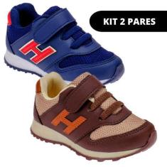 Imagem de Kit 2 Pares Tênis de Criança Infantil de Masculino Casual - Club Happy