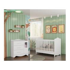 Imagem de Berço e Cômoda Provençal Moveis Peroba Clara MDF , Branco