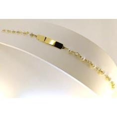Imagem de Pulseira Infantil Ouro 18k 750 Chapinha Com Pérolas 15cm - Dream Facto