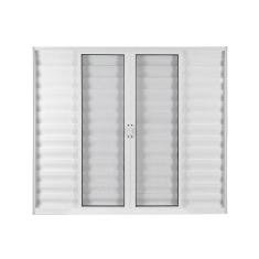 Imagem de Janela de Alumínio Veneziana de Correr 100x120cm 6 Folhas 2 Fixas com Vidro Liso Linha Soft MGM Branco
