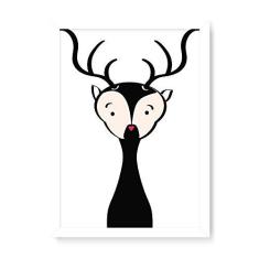 Imagem de Arte Maníacos Quadro Decorativo Cervo Comic - 23x16,25cm (Moldura caixa em laca )