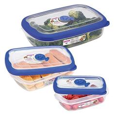 Imagem de Conjunto 3 Potes Herméticos Porta Alimentos Geladeira Cozinha Flor - 722 Sanremo