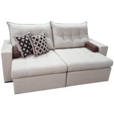 Imagem de Sofá 4 Lugares Retrátil e Reclinável Home 220cm Tecido Linho Innove Estofados Cor Bege