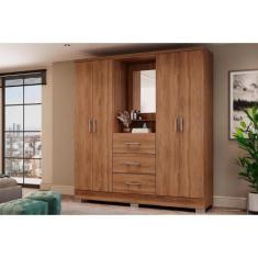 Imagem de Guarda Roupa Solteiro 4 Portas e 3 Gavetas c/ Espelho Roma 1181 c/ Pés