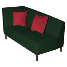 Imagem de Recamier Heitor 140cm com Almofada Lado Direito Suede Verde/Vermelho