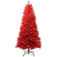 Imagem de Árvore de Natal Maylaviu Artificial Red de 1,5 m com suporte de metal