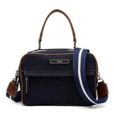 Imagem de Bolsa Transversal Elegante Compacta Quadrada Jeans Via Livre-Feminino