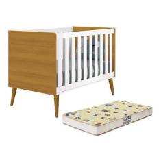 Imagem de Berço Mini Cama Theo Retrô com Pés Amadeirado e Colchão D18 - Reller M