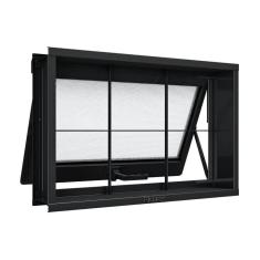 Imagem de Janela de Aço Maxim-Ar com Grade Quadrada 40x60cm Aço Pronto Riobras Preto