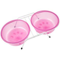 Imagem de Comedouro Duplo Susp Tigelas Médioio Rosa Pet Injet para Cães