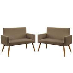 Imagem de Kit 2 Poltronas Namoradeiras Decorativas Vega Suede Capuccino Aradecor