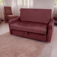 Imagem de Sofá Cama 2 Lugares Com Baú Fabian Veludo Vinho