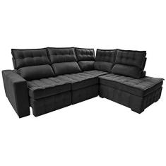 Imagem de Sofá de Canto Direito 2,65x2,30m Retrátil e Reclinável com Molas Ensacadas Cama inBox Nobre Preto
