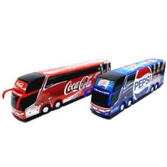 Imagem de Kit 2 brinquedo miniatura ônibus coca cola e pepsi coleções