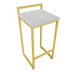 Imagem de Banqueta Alta Industrial Pietra Suede Base Dourado D'rossi -