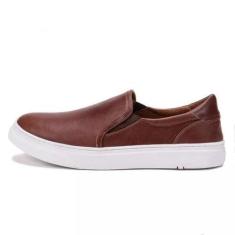 Imagem de Tênis Slip On Masculino em Couro Casual Dia a Dia Café - POLO URBAN, 4