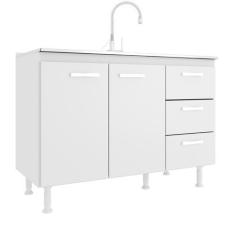 Imagem de Balcão para Pia 120cm com Tampo Evidencia Moveis, Branco