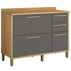 Imagem de Balcão Torino 3 Portas 2 Gavetas para Cozinha Valdemoveis Cor Cinamomo Grafite