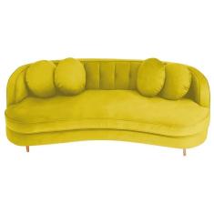 Imagem de Sofá Curvo 2 Lugares Orgânico Luxo Panamá 160cm Suede Amarelo