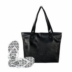 Imagem de Bolsa Chinelo Feminino Arabesco Preto Magicc Bolsas