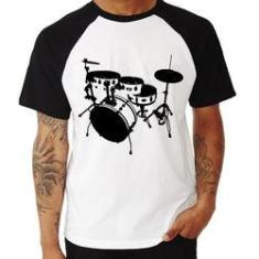 Imagem de Camiseta Raglan Bateria Música Baterista - Foca Na Moda