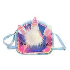 Imagem de VALICLUD Linda bolsa de unicórnio para meninas, bolsa de armazenamento transversal moderna brilhante mini bolsa de ombro - , , 19x17x6cm