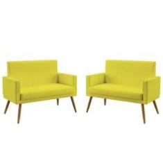 Imagem de Kit 2 Poltronas Namoradeiras Decorativas Estofadas Vega Com Rodapé Sued  Aradecor