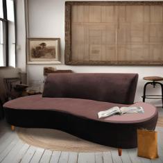 Imagem de Sofá Curvo Living Premium 3 Lugares Corino Marrom Com Apoio Lateral MDF Rosa - Ahazzo Móveis