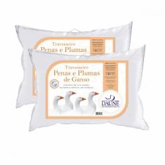 Imagem de Kit 2 Travesseiros 80 Penas De Ganso 20 Plumas De Ganso Daune