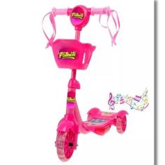 Imagem de Patinete Infantil Com Luzes E Música De 3 Rodas Azul E Rosa Para Crian