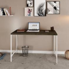 Imagem de Escrivaninha Estilo Industrial 120cm Active Yescasa Carvalho Dark/Est.Branca