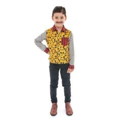 Imagem de Camisa Festa Junina Infantil Caipira Girassol com Bolso Anjo Fantasias