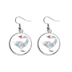 Imagem de Brinco geométrico abstrato com padrão de origami de ganso com pingente de orelha prata joia feminina