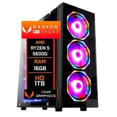 PC Gamer Completo Ryzen 5 5600G, 16GB RAM, SSD 480Gb + Monitor 21.5 + Kit  Gamer, Black Hawk, Enifler