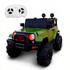 Imagem de Mini Carro Jeep Elétrico Infantil 12V Verde Luzes Som Bivolt Com Controle