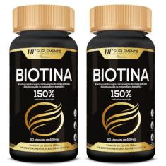 Imagem de 2X Biotina 150% Premium 400Mg 60Caps Hf Suplements