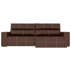 Imagem de Sofá Retrátil 224cm Nero Couro Marrom - Gran Belo