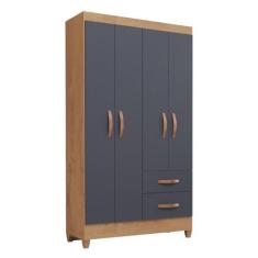 Imagem de Guarda-roupas com 4 Portas e 2 Gavetas Multimóveis Cr35138 Canelato Rústico/grafite