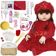 Imagem de Boneca Bebe Reborn Gatinha Princesa Recém Nascida Acessórios