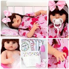 Imagem de Boneca Reborn Bebe Menina 52cm Realista Silicone Enxoval