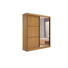 Imagem de Guarda Roupa Atenas 2 PTS 100% Com Espelho D Doro Móveis - Cinamomo/Off White