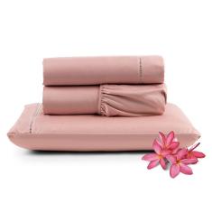 Imagem de Jogo De Lençol Primor Solteiro 3 Peças Percal 400 Fios Ponto Palito - Rosê