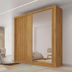 Imagem de Guarda Roupa Solteiro Ripado Com Espelho 2 Portas 4 Gavetas - Lugano-P