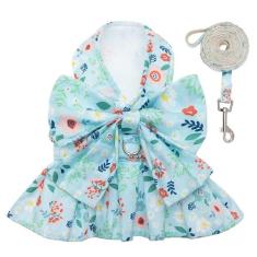 Imagem de CUSOZWO Conjunto de arnês e coleira para cães pequenos – sem puxão, lindo floral, com coleira curta, para passear ao ar livre, para meninas e meninos, cães pequenos, filhotes, gatos, coelhos (PP-M)