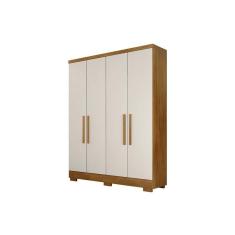 Imagem de Guarda Roupa Solteiro 4 Portas E 2 Gavetas C/ Espelho E Pés Milly Freijo Cumaru C/ Fendi - Novo Horizonte