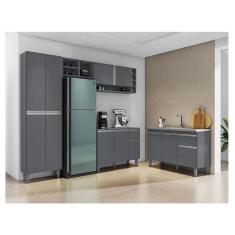 Imagem de Cozinha Ambiente Vanessa E Balcão De Pia Tatiane 120 Cm Cinza Fosco - Ajl