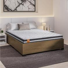 Imagem de Cama Box Casal Desmontável Com Colchão Molas Qatar 138x188x53cm Branco / Preto / Cedro Inducol